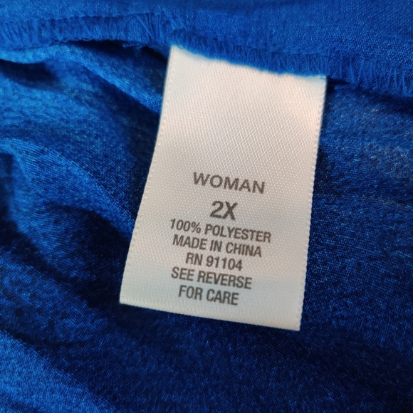 Dress Barn Blue Green Sparkle Beaded Bell Sleeve Blouse Swim Cover-up EUC sz 2X - Picture 8 of 9